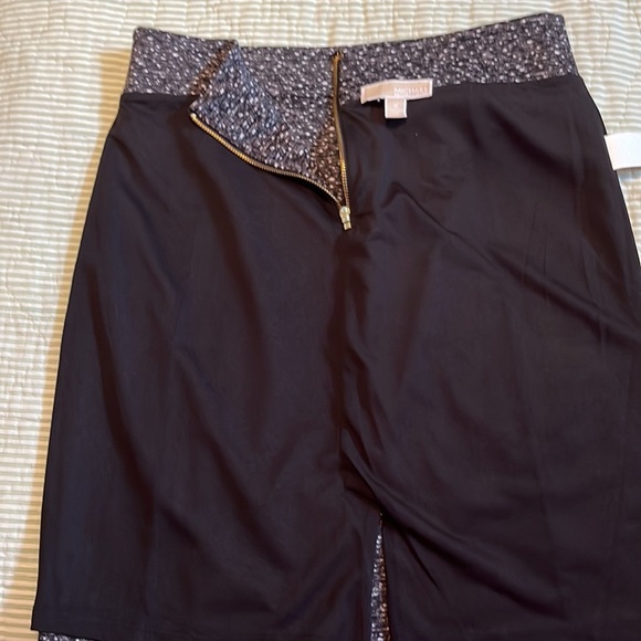 Michael by Michael Kors black/white speckled lined midi skirt, back slit, zipper - Picture 8 of 8